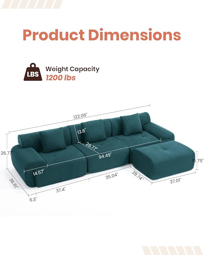 MastonHome Soft Boneless Lounge Couch for Apartment Living, Ideal for Renters & Small Homes, Casual Seating for Relaxing in Living Rooms