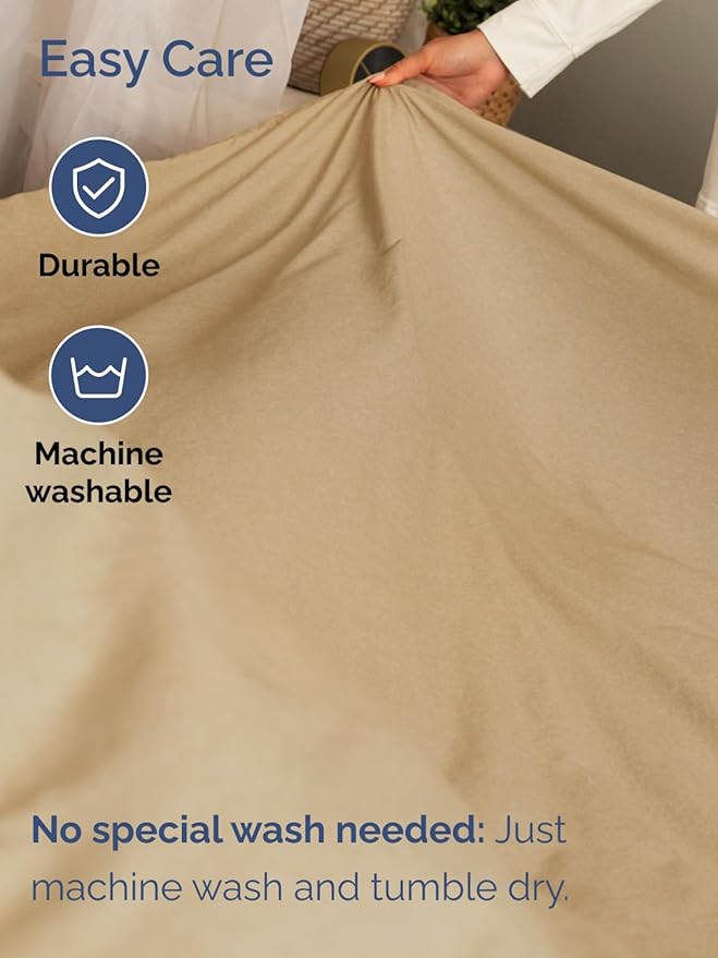 Extra Deep Pocket Split King Sheets - 5 Piece Breathable & Cooling Bed Sheets - Hotel Luxury Bed Sheet Set - Soft, Wrinkle Free & Comfy - Easily Fits Extra Deep Mattresses - Heathered Tan Sheets Set