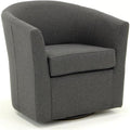 Pemberly Row 19" H Traditional Fabric Swivel Club Chair in Dark Gray