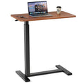 Mobile Bed Laptop Desk with Lockable Wheels and Height Adjustment Function Versatile Overbed Table for Hospital Bedside and Efficient Home Office, Brown
