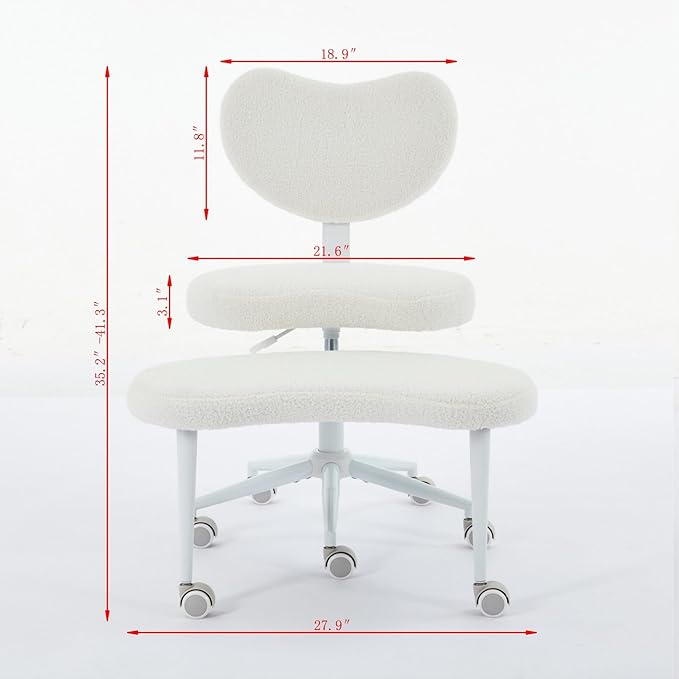Cross Legged Office Chair for Adults, Criss Cross Office Chair with Wheels, Adjustable Meditation Chair with Lumbar Support, ADHD Desk Chair for Home Office, Beige