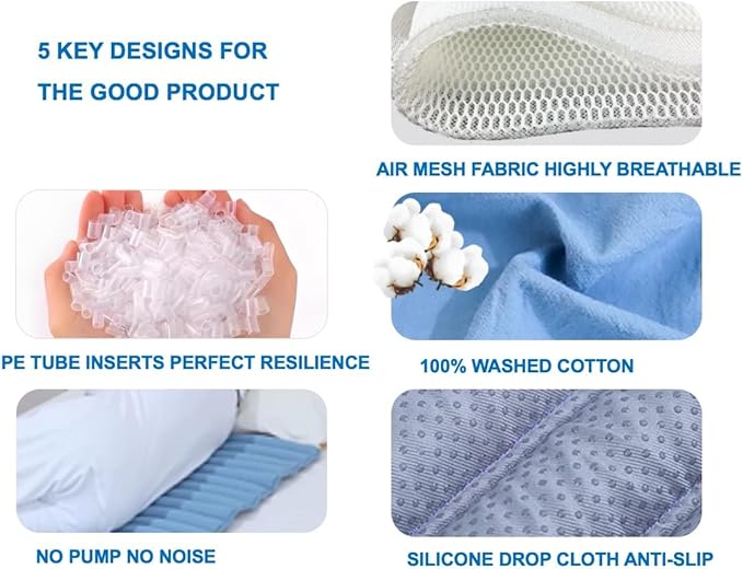 Pressure Relief Bed Cushion, Highly Breathable Air Mesh Design, No Pump, No Noise, Soft and Comfortable, Resilient and Supportive