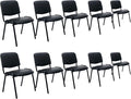 Black Stackable Office Chairs no Arms Set of 10, PU Leather Reception Chairs Ergonomic Conference Desk Chairs for Meeting/Events/Hall/Training Room