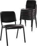 Black Comfort Office Waiting Room Chairs Stackable Chairs no Arms, PU Ergonomic Reception Chairs Set of 15, Conference Desk Guest Chair for Meeting Room, Lobby, Events, Hall, Training Room