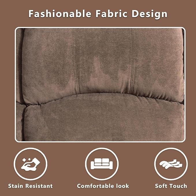 Manual Reclining Sofa Set with Drop-Down Table, Corduroy Sofa Sets, Living Room Furniture Sets, Modern Manual Recliner Sofa Sets with Storage Console for Living Room (Brown, Sofa+Loveseat+Chair)