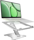 LRLKXF Foldable Aluminum Laptop Stand, Height Adjustable Ergonomic Riser for Collaborative Work,Tablet, Reading and More. Portable Laptop Stand for All 10-16" - Silver