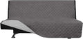 Easy-Going Futon Sofa Slipcover Reversible Armless, Furniture Protector Couch Cover Water Resistant Pets Kids Children Dog Cat (Gray/Light Gray)