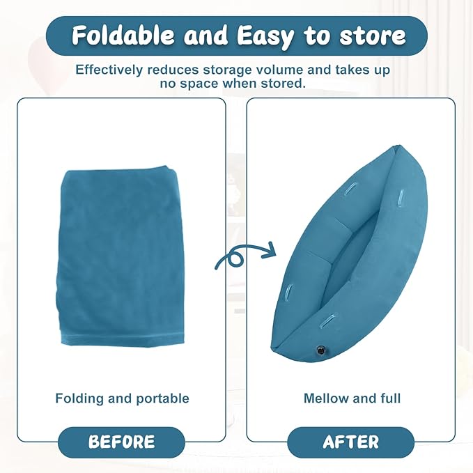 Toggloo Upgraded Sensory Chair for Kids — 60" Sensory Pod Sitting for Autistic Children, Peapod Canoe, Inflatable Peapod for Children, ADHD Sensory Pea Pod with Electric Air Pump,Light Blue
