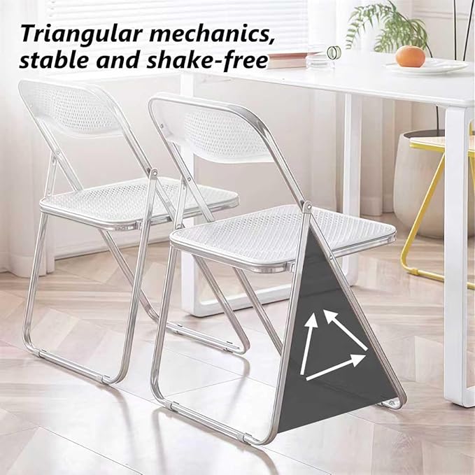 6 Pack Plastic Folding Chair Foldable Portable Plastic Chair,Outdoor Indoor Portable Party Chairs,Stackable Commercial Seats with Steel,300-Pound Capacity,White