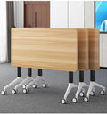 JQUZPCV Conference Table Foldable Meeting Tables, Mobile Training Table with Wheels, Flip Top Rolling Seminar Meeting Table for Office,Meeting Room,classr (Original Wood Color, 63×23.6×29.5in)