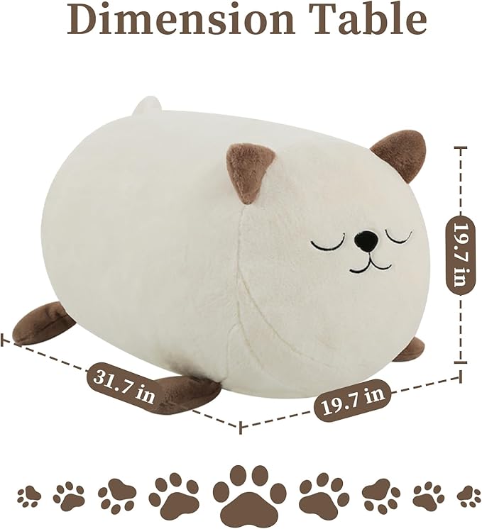 COMAX Bean Bag Chairs for Kids, Kid Beanbag Chair Cute Cat with Filler, Big Toddler Lazy Floor Stuffed Couch Sofa for Girls Boys, White