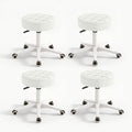 HDHNBA Small Chair Round Rolling Stool with Wheels PU Leather Height Adjustable Swivel Drafting Work SPA Salon Stools Home Office Chair,4 Pack