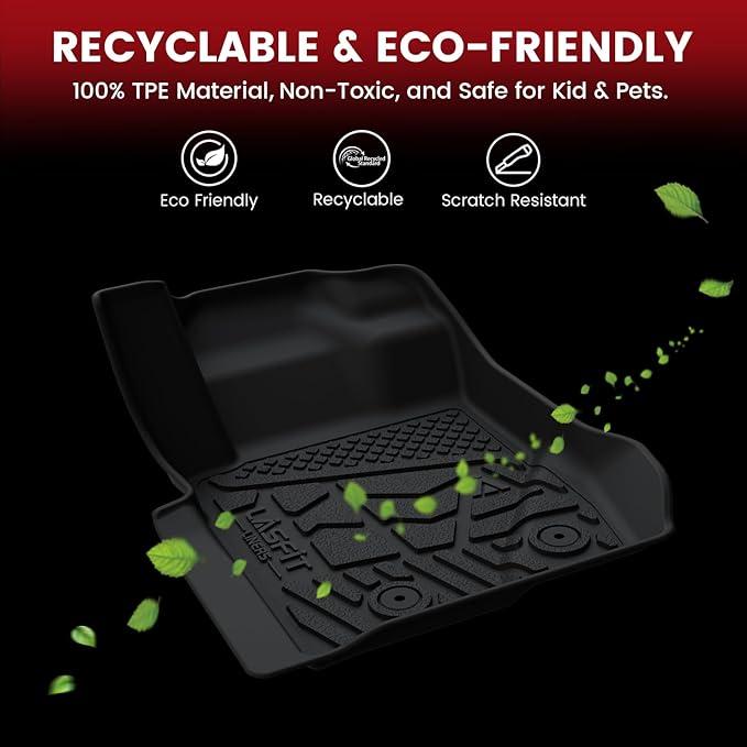 LASFIT Floor Mats for 2019-2024 2025 Ram 2500/3500 Crew Cab Bucket Seat for Carpet & Vinyl Floor (NOT fit Model with PTO Kit), All Weather TPE Custom Fit Car Mats Floor Liners 1st & 2nd Row, Black