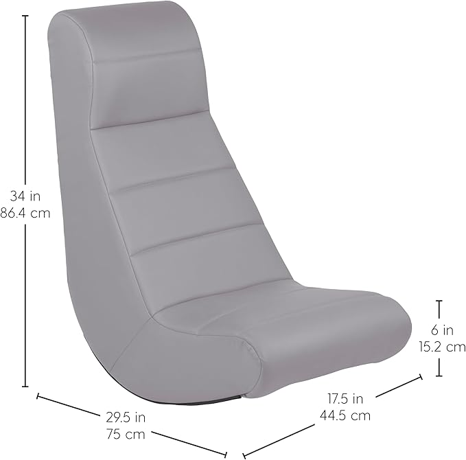 Factory Direct Partners Soft Ergonomic Horizontal Soft Floor Video Rocker - Cushioned Ground Chair Great for Reading, Gaming or Watching TV for Kids, Teens and Adults - Gray, 10489-GY