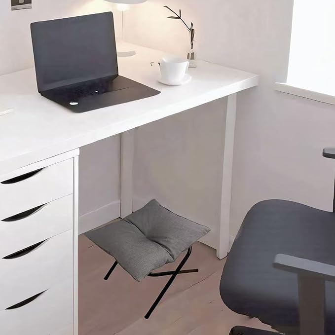Foldable Foot Rest Stool for Under Desk or Sofa - Office Footrest Ottoman, Portable Leg Rest for Home & Office (Grey)