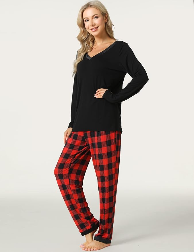GYS Viscose from Bamboo Women's Pajama Sets Super Soft Long Sleeve Sleepwear Comfy Winter Pjs Sets S-4X