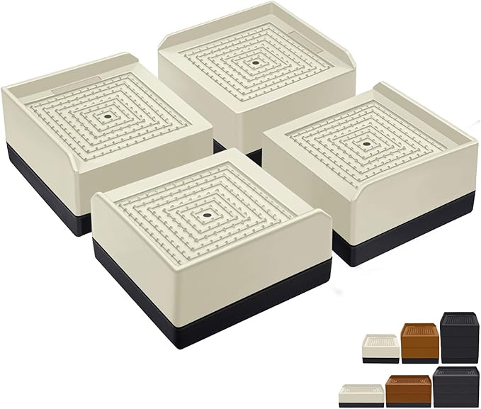 ANNKUT Bed Lifts Risers 1.5 inch, Square Adjustable Risers Blocks for Bed Sofa Table and Couch Lifting，Heavy Duty Support Up to 1,300 Lbs (4 Pack-Apricot)