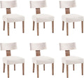 RIVOVA Upholstered Dining Chairs Set of 6 with Seat Covers, Modern Wooden Kitchen Chairs Fabric Side Dining Room Chair Farmhouse Dinner Chair, Beige