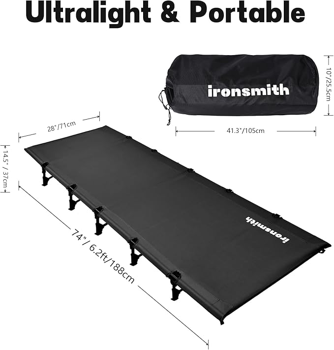 ASGARD Camping Cot, Portable Camping Bed for Adults, Foldable Sleeping Cots for Hiking,Camping,Travel (Black#Upgraded)