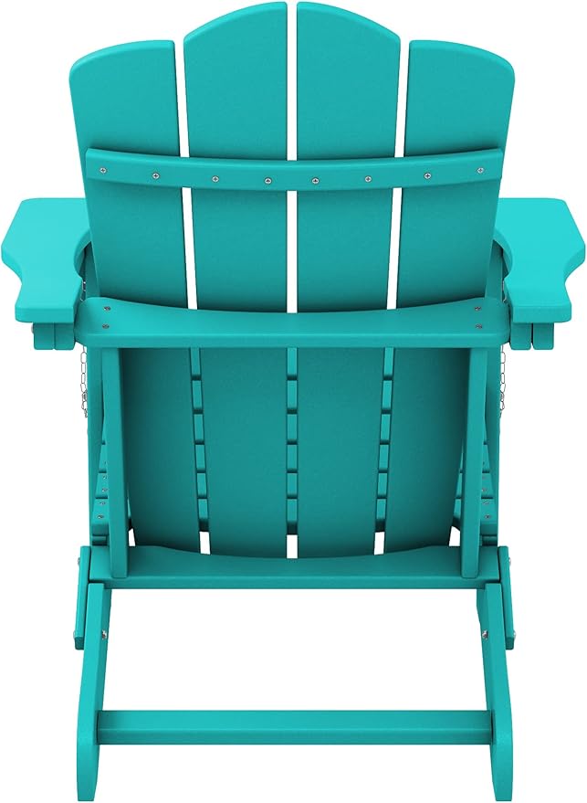 KINGYES Folding Adirondack Chair Set of 6, HDPE All-Weather Folding Adirondack Chair, Aruba