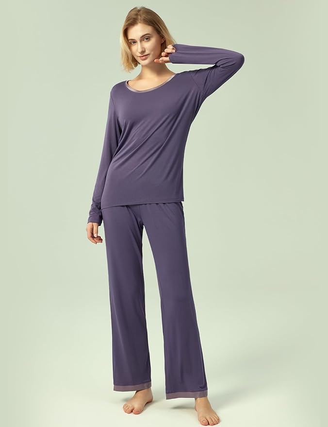 GYS Viscose from Bamboo Women's Pajama Sets Super Soft Long Sleeve Sleepwear Comfy Winter Pjs Sets S-4X
