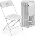 12 Pack White Plastic Folding Chair, Indoor Outdoor Portable Stackable Commercial Seat with Steel Frame 350lb. Capacity for Events Office Wedding Party Picnic Kitchen Dining