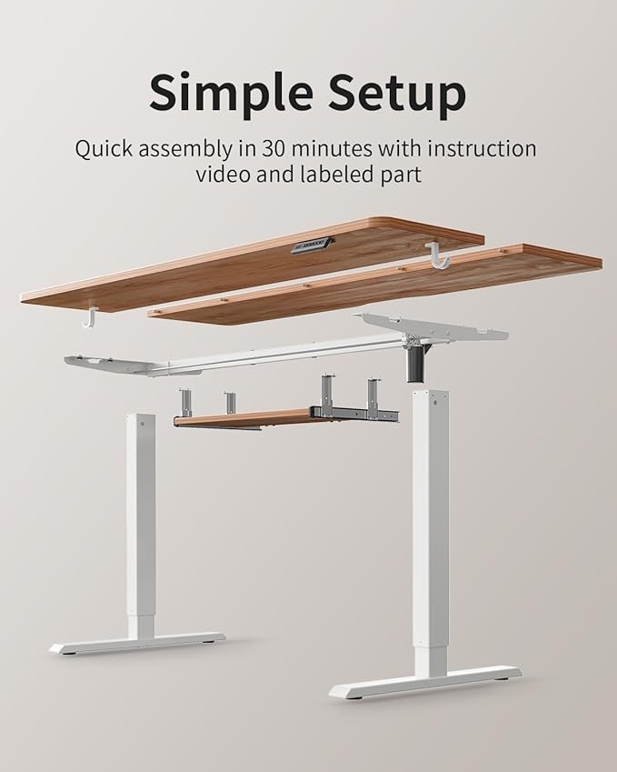 FEZIBO Standing Desk with Keyboard Tray, 40 x 24 Inch Adjustable Height Sit Stand Desk with Memory Presets for Home Office, Ergonomic Computer Workstation, Light Rustic