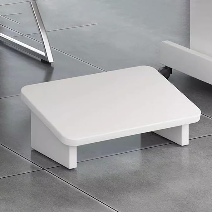 GALPADA Wooden Foot Rest Stool Warm White Non-Slip Footstool for Office and Home Comfortable Leg Support Ergonomic Footrest for Extended Sitting