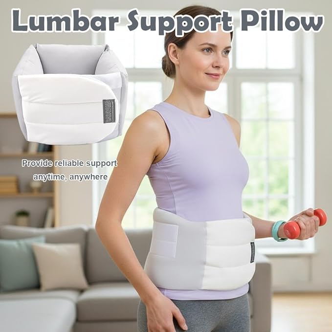 Lumbar Support Pillow for Sleeping, 360° Wrap-Around Adjustable Design with Breathable Fabric, Bed & Office Chair Cushion for Side Back Stomach Sleepers, Pillow for Sleeping, Driving and Office Use