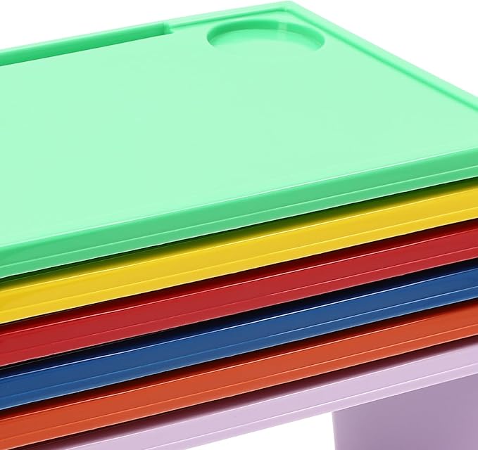 6 Pcs Kids Lap Desk Tray, 19.69 * 9.84 * 7.09in Lap Desks with Storage, Lap Desk Tray with Side Pockets and Slot for Writing Eating Game Classroom (Colorful 2)