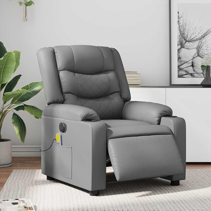 Electric Massage Recliner Chair with 6-Point Vibration Massage, Faux Leather, Adjustable Footrest and Backrest, Comfortable and Durable Seating for Living Room Relaxation, Supports up to 242.5 lbs