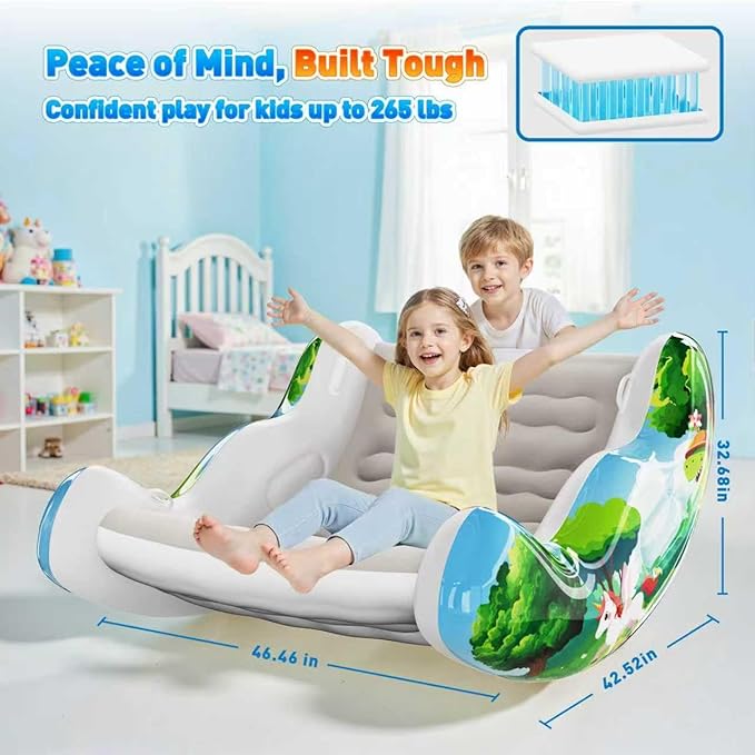 Sensory Chair for Kids, Inflatable Rocking Chair for Kids with Autism & ADHD, Air Cloud Rocker for Toddler as 3 4 5 6 7 8 Year Old Boy Girl Gifts, Autism Sensory Products Training Body Coordination
