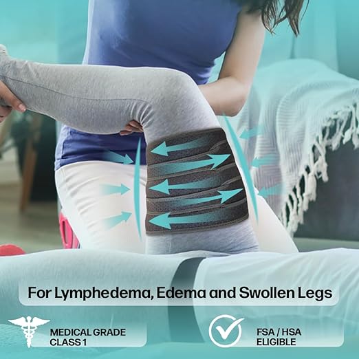 Beltwell® Adjustable Thigh Compression Wrap for Swollen Legs, Lymphedema, Varicose Veins, Lipedema, Edema, Circulation, Heaviness, Post-Surgery & Blood Clots – Muscle Recovery, Pain Relief, Circulation & Mobility – Support for Men & Women