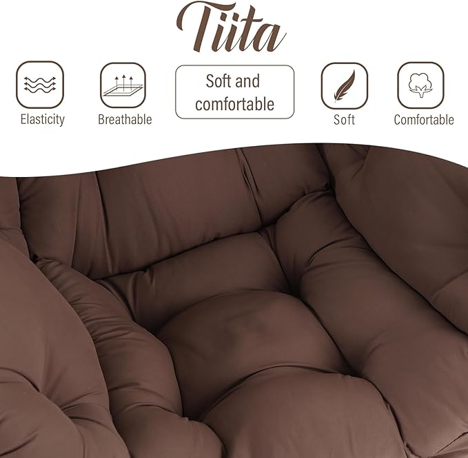 Tiita Lazy Chair, Modern Large Accent Lounge Armchair, Comfy Leisure Sofa Reading Chair for Bedroom, Living Room, Dorm Rooms, Garden and Courtyard, Brown