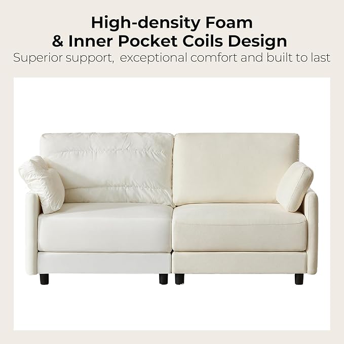 CHITA 107'' Width Modular Sectional Sofa Set, Modern Cloud Couch for Living Room and Apartment, 3 Seat Extra ComftySofa, Removable Cover, Cream