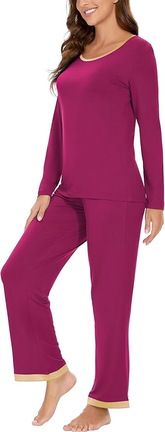 GYS Viscose from Bamboo Women's Pajama Sets Super Soft Long Sleeve Sleepwear Comfy Winter Pjs Sets S-4X