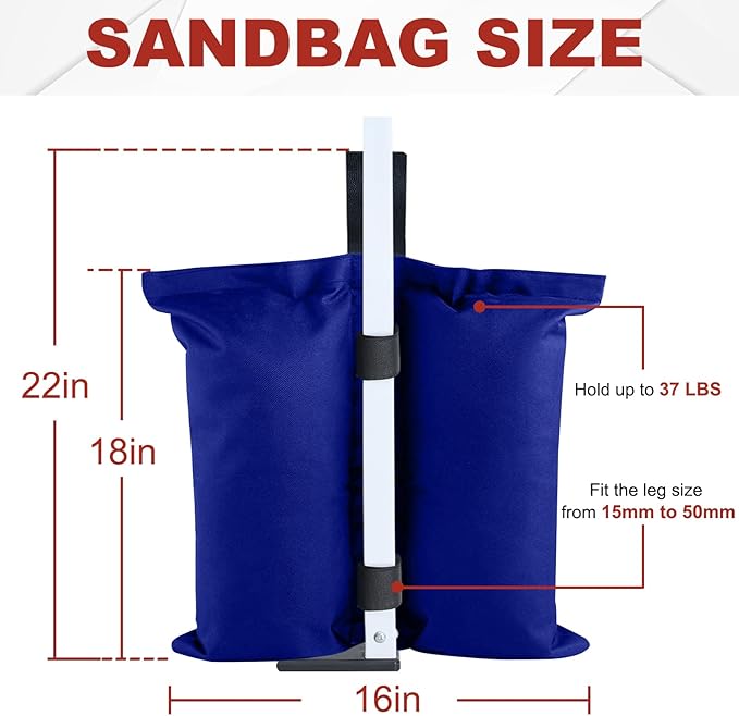 ABCCANOPY Canopy Weights 150 LBS Tent Sand Bags,4pcs-Pack (Blue)