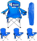 EZONE 4-Pack Camping Chairs with Built-in Ice Cooler, Portable Chair, Storage Pocket, Cup Holder, and Carry Bag Perfect for Camping, Tailgating, Fishing, Beach, and Lawn (4, Blue)