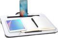 Portable Laptop Desk Fits Up to 16“ Laptops, with Tablet Slot, Built-in Cushion, Great for Home & Office,Lap Desk for Laptop,Lap Desk with Cushion (White Marble, Medium)
