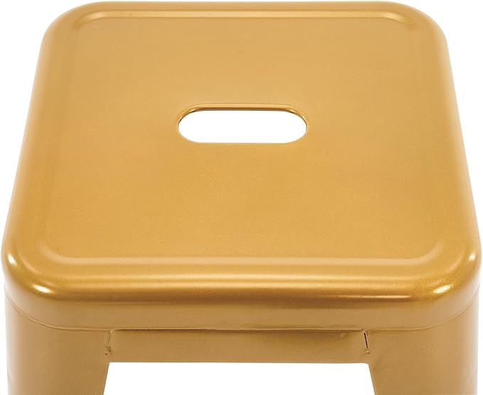 Brage Living 18 Inch Industrial Metal Stools Set of 2, Stackable Classroom Stools, Backless Metal Dining Chairs for Indoor Outdoor, Kitchen Short (Mustard Yellow)