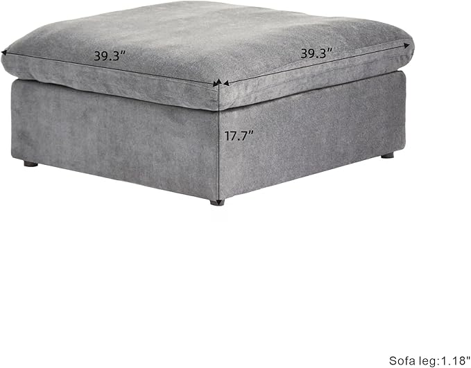 Storage Ottoman for Sofa, Foot Rest for Couch, Comfortable Footstool for Living Room, Cover Removable (Light Grey, Linen Fabric)