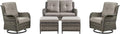 Rilyson Wicker Patio Furniture Set - 5 Piece Rattan Outdoor Sectional Conversation Sets with 2 Rocking Swivel Chairs,2 Ottomans and 1 Loveseat for Porch Deck Garden(Mixed Grey/Grey)