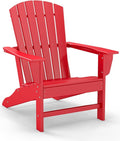 GREENVINES Adirondack Chair | HDPE Plastic | Oversized Fire Pit Chairs | All Weather | Red | Poly Lumber | for Outdoor Deck Backyard Patio Garden