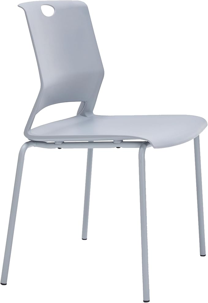 Sidanli Waiting Room Chairs Set of 4, Grey Stack Chairs with Back, Stacking Chairs with Metal Legs