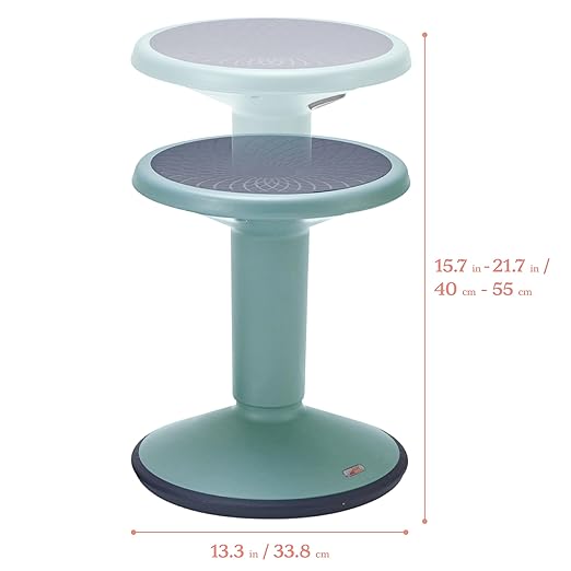 ECR4Kids SitWell Wobble Stool, Adjustable Height, Active Seating, Seafoam