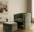 MALOL Mid-Century Velvet Living Room Chair with Storage Ottoman, Space-Saving Accent Chairs for Bedroom/Reading Spaces/Office, Green