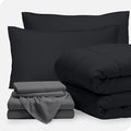 Bare Home Bed-in-A-Bag 7 Piece Comforter & Sheet Set - Full XL - Goose Down Alternative - Ultra-Soft 1800 Premium Bed Set (Full XL, Black/Grey)
