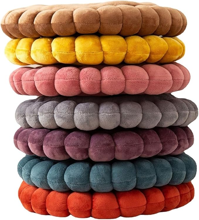 vctops Round Chair Pad Seat Cushion Solid Velvet Color Seat Pad Indoor Floor Cushion Super Soft Warm Chair Cushion Pad for Home Kitchen Dining Room Office (Yellow,16")