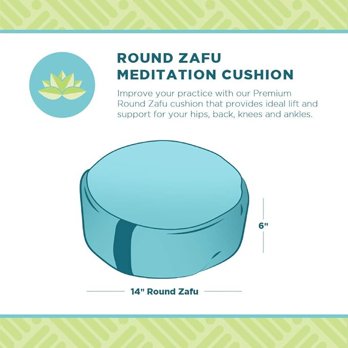 Bean Products Hemp Zafu Meditation Cushion for Sitting on Floor, Hemp Yoga Pillow, Zafu Meditation Pillow, Zen Seiza Kneeling Prayer Pad Support - Made in USA - Round Black