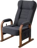 EMOOR Tatami Chair Japanese-Style Chair RYOKAN (Navy), Wooden Armrest & Sled Base Recliner Hight-Adjustable Upholstered Single Futon Sofa